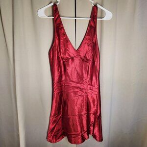 Silky Red Night Gown Lingerie Valentines Slip Dress